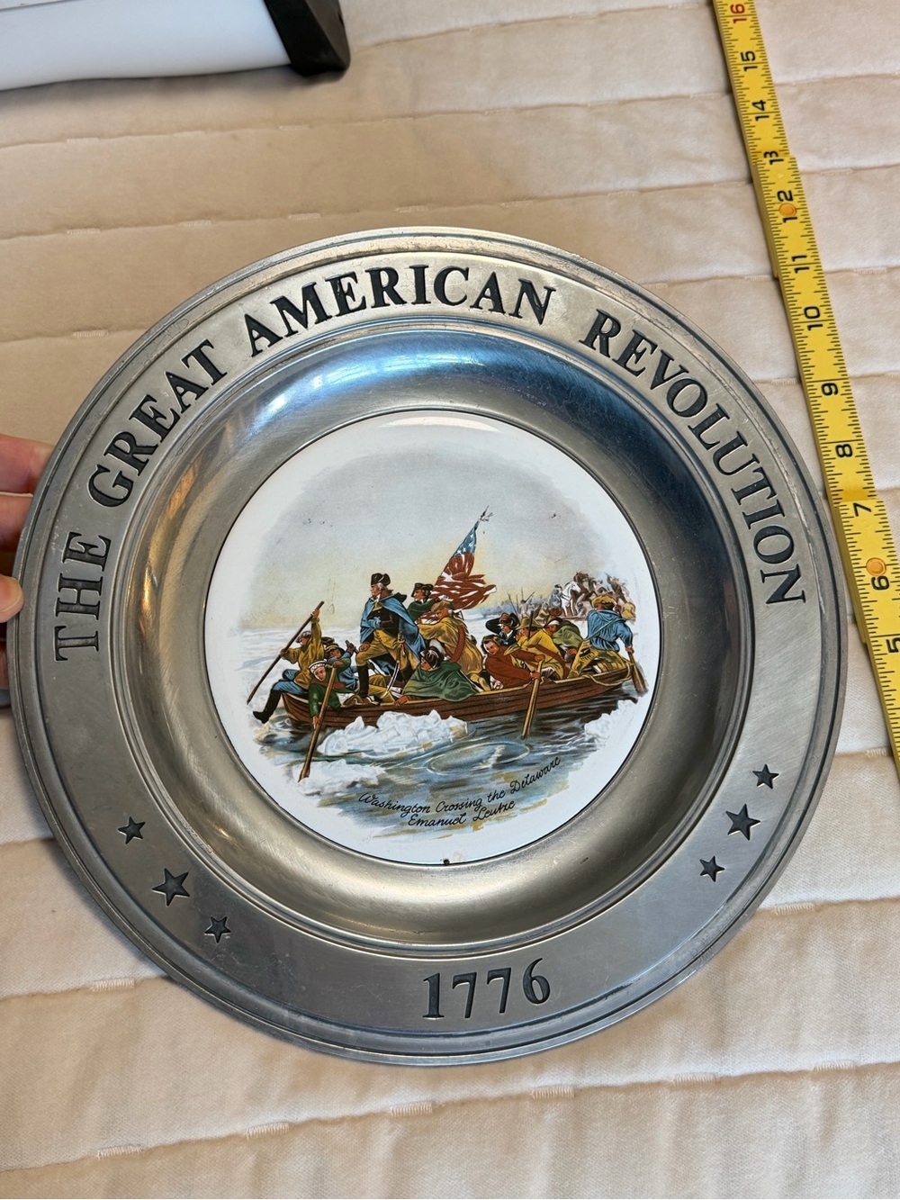 The Great American Revolution 1776 Decorative Pewter Plate - Patriotic Colors
